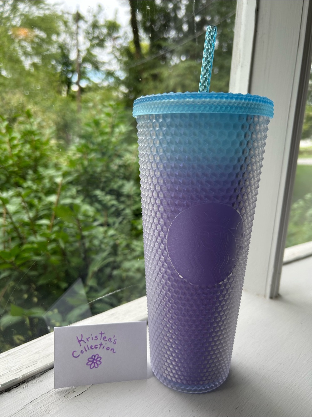STARBUCKS Light Blue to Purple Studded Ombre Tumbler with Straw